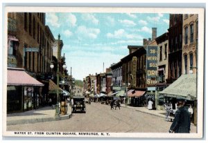 c1920 Water St. Clinton Square Classic Cars Exterior Newburgh New York Postcard