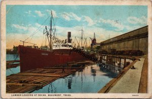 Lumber Loading at Docks Beaumont Texas Postcard PC313