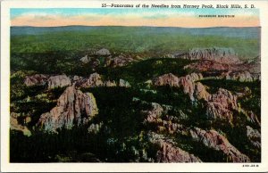 Vtg Panorama of Needles from Harney Peak Black Hills South Dakota SD Postcard