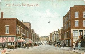 c1907 Postcard; Water Street  Scene, Gardiner ME Kennebec County Posted