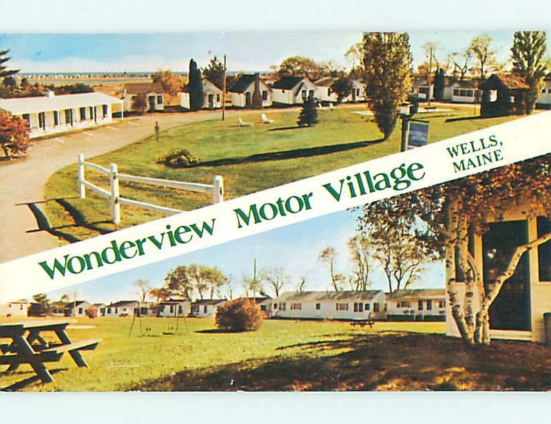 Unused 1980's WONDERVIEW MOTOR VILLAGE MOTEL Wells Maine ME s3309
