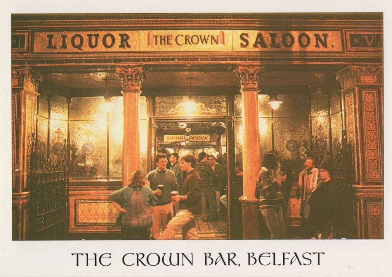 Late Night Drinking At The Crown Bar Pub Belfast Irish Postcard