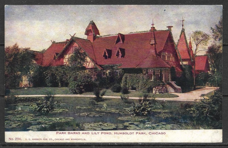 Illinois, Humboldt Park - Park Barns & Lily Pond - Undivided -[IL-077]