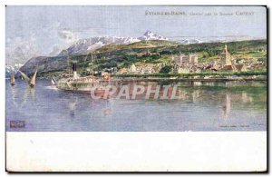 Evian les Bains - Vue Generale - by Cachat Spring - Old Postcard