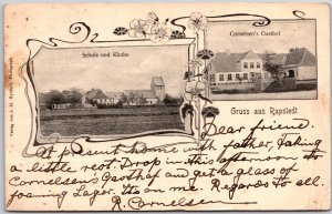 Rapstedt Schleswig-Holstein, Schule Und Kirche & Cornelsen’s Gasthof, Postcard