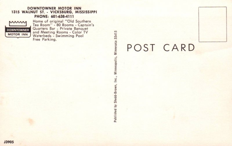 Downtowner Motor Inn,Vicksburg,MS BIN