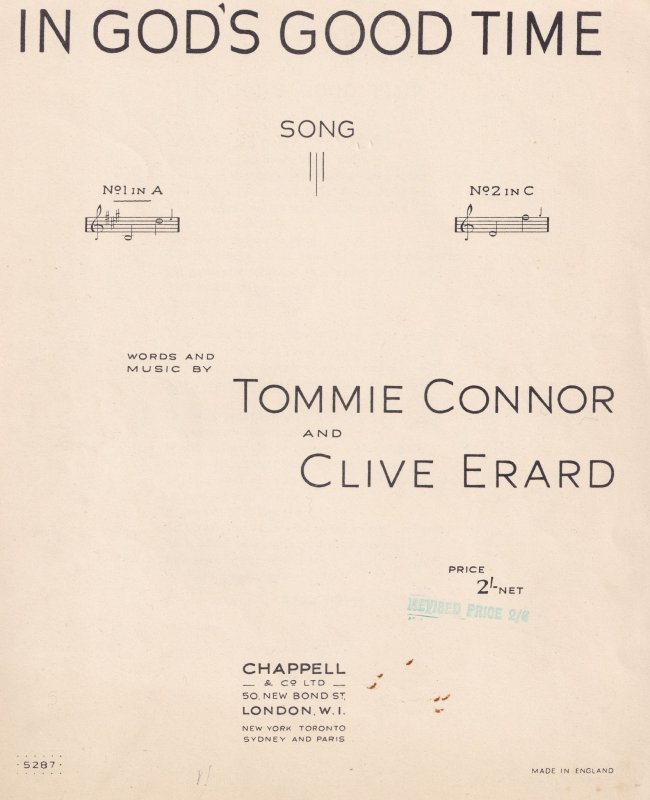 In Gods Good Time Tommie Connor Clive Erard Olde Sheet Music