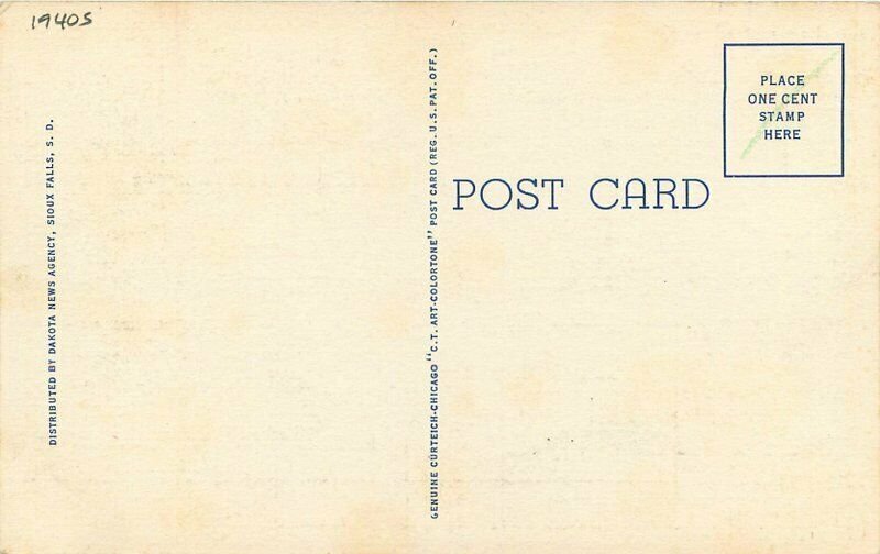 Large Letters Multi South Falls South Dakota Teich linen 1940s Postcard 21-849