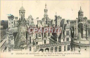 Old Postcard Chateau de Chambord Terraces and The Attic VUe Taking a flight Bird