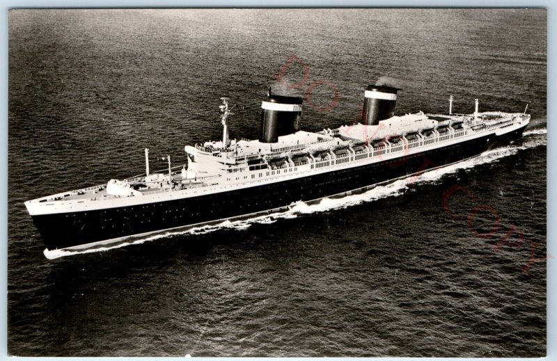 c1950s SS America  RPPC Steamship Info Real Photo Newport News Ship Postcard A98
