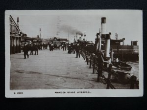 Liverpool PRINCES STAGE showing Steam Ships / Ferries c1911 RP Postcard