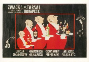 Waiters Unicum brandy advertising poster modern postcard