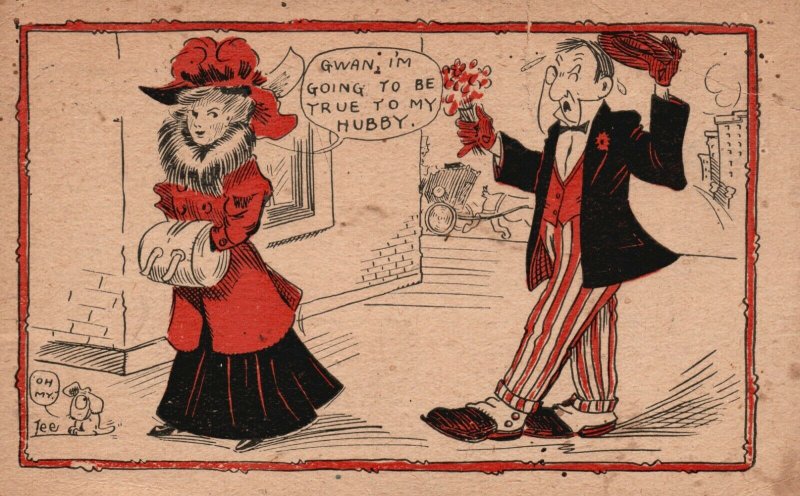 Vintage Postcard 1910 Gwan, I'm Going to be True to My Hubby. Love