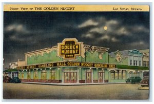 1949 Night View of The Golden Nugget Restaurant Las Vegas Nevada NV Postcard