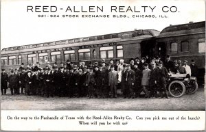 Postcard Reed-Allen Realty Company Railroad Train Car in Chicago, Illinois