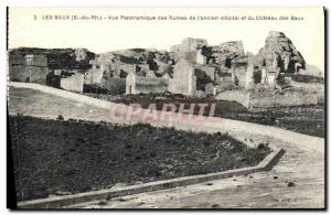 Old Postcard Les Baux Panoramic View of Ruins of The Old Hospital and Chateau...