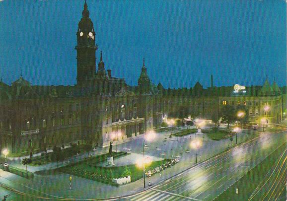 Hungary Gyor Town Hall at Night