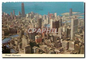 Postcard Chicagos Modern Skyscrapers Chicago Illinois Aerial view of Downtown...