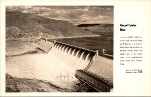 Real Photo Postcard Overview of Grand Coulee Dam, Washington