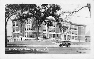 Wakefield MA New High School Passenger Truck Real Photo Postcard