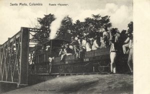colombia, SANTA MARTA, Puente Papares, Steam Train (1910s) Postcard