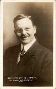 RPPC Johnson Evangelistic Party Mr Robt E Johnson Founder Political Postcard T17