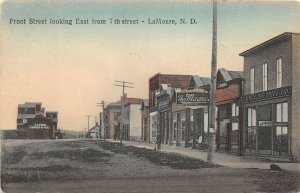 G16/ LaMoure North Dakota Postcard c1910 Front Street Elevator Stores 