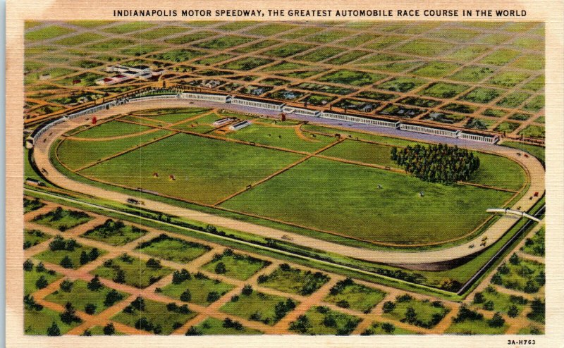 1933 Aerial View Indianapolis Motor Speedway Auto Racing Postcard