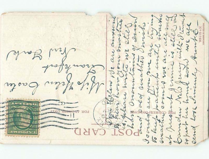 Pre-Linen Patriotic signed GEORGE WASHINGTON CHOPPING DOWN CHERRY TREES AC0893