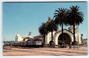 Railroad Postcard Locomotive Santa Fe Amtrak 229 Train Railway Chrome San Diego