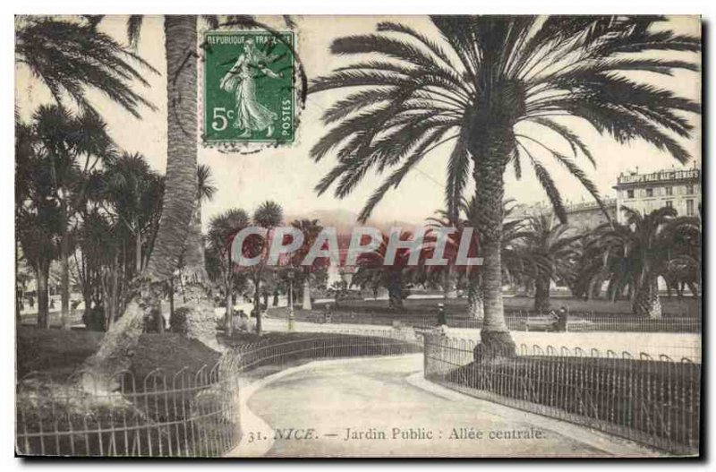 Postcard Old Nice Central Public Garden Allee