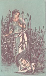 Charming Antique Victorian Trade Card - Pharaoh's Daughter Finds Baby Moses