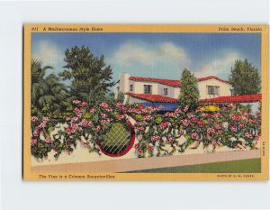 Postcard A Mediterranean Style Home Palm Beach Florida USA