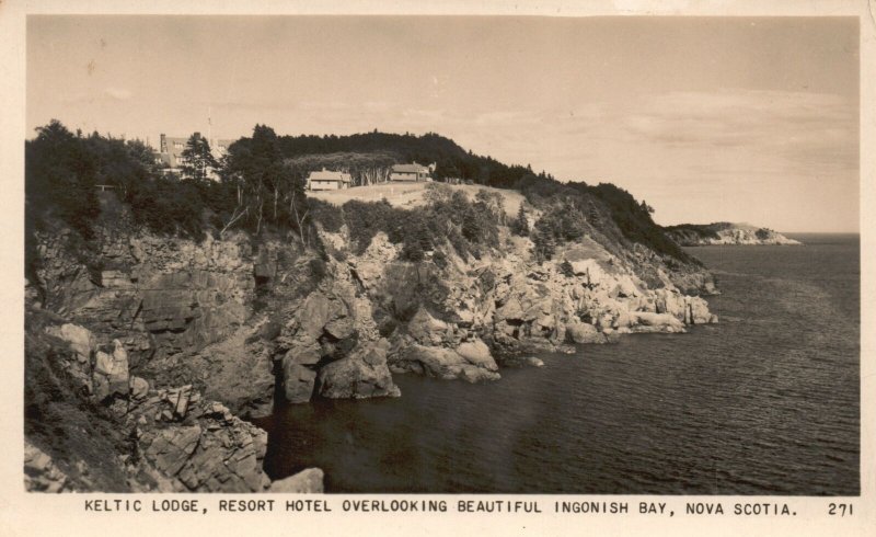 Vintage Postcard 1920's Keltic Lodge Resort Ingonish Bay Nova Scotia Canada RPPC