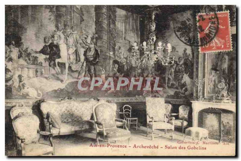 Old Postcard Aix en Provence Archeveche Salon des Gobelins