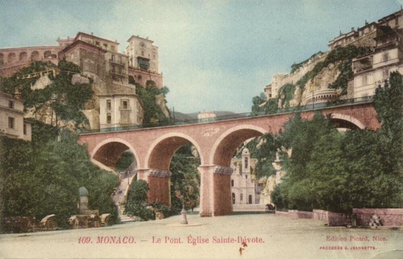 monaco, Le Pont, Êglise Sainte-Dévote (1910s) Postcard