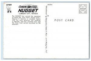 c1960 Night Scene Carson City Nugget Carson City Nevada Antique Vintage Postcard 