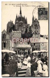 Mont Saint Michel Old Postcard Terrace View Poulard and & # 39abbaye (restaur...