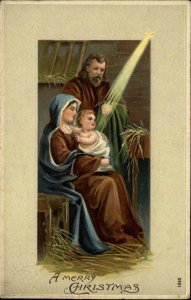 Christmas Mary and Joseph with Baby Jesus Christ c1910 Vintage Postcard