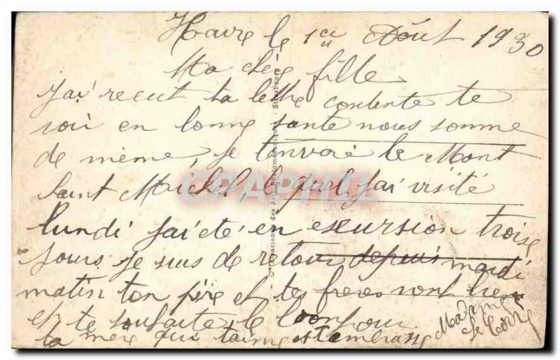 Old Postcard Mont St Michel At high tide