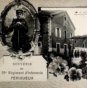 50th Regiment Infantry Soldiers Perigueux France 1910s Postcard PCBG12B