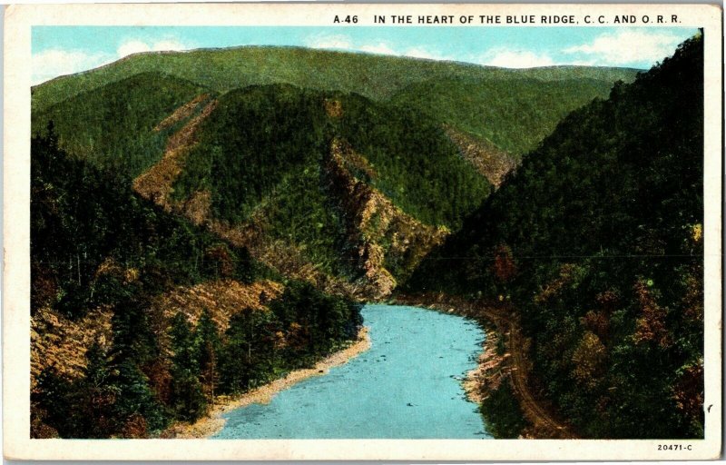 In the Heart of the Blue Ridge C.C. & O.R.R. Railroad Linen Vintage Postcard P40