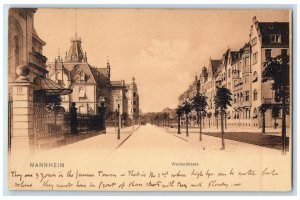 1905 Road Buildings View Werderstrasse Mannheim Germany Posted Antique Postcard