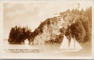 Prospect Point Signal Station Lighthouse Vancouver Sailboat Postcard H49 *as is