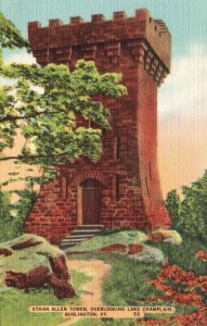 Vintage Postcard Ethan Allen Tower Overlooking Lake Champlain Burlington Vermont