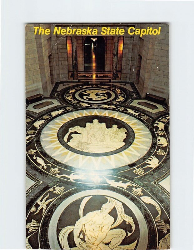 Postcard Mosaic floor of Rotunda The Nebraska State Capitol Lincoln Nebraska USA