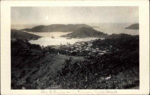 St. Thomas VI Virgin Islands Birdseye of City c1930 Real Photo Postcard