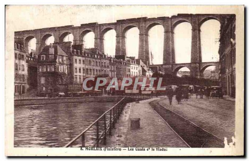 Old Postcard Morlaix Quays and the Viaduct