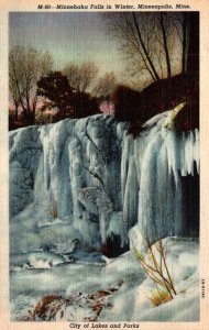 Minnesota Minneapolis Minnehaha Falls In Winter Curteich