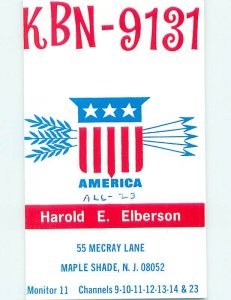 Pre-1980 RADIO CARD - CB HAM OR QSL Maple Shade New Jersey NJ AH3036